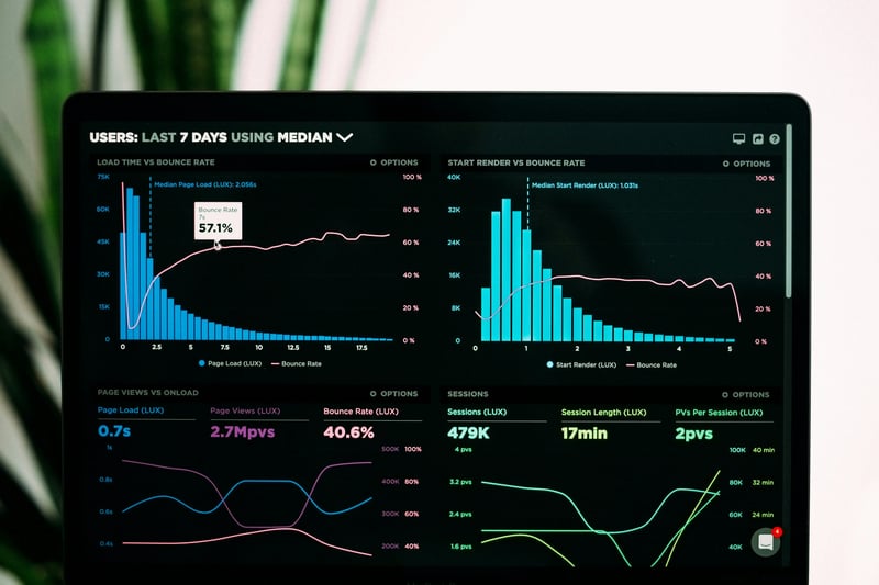 A person looking at marketing data analytics on a computer screen, representing the world of digital advertising.